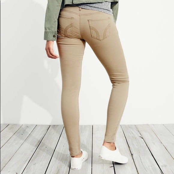 Hollister Girls Khaki Skinny Jeans Women's High-Rise Khaki Super